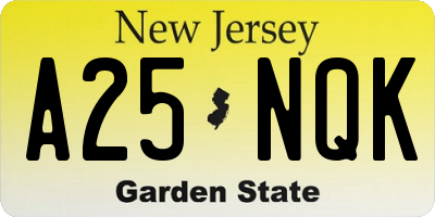 NJ license plate A25NQK