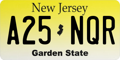 NJ license plate A25NQR