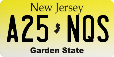 NJ license plate A25NQS