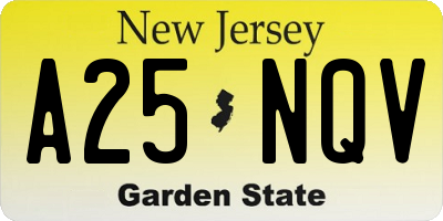 NJ license plate A25NQV
