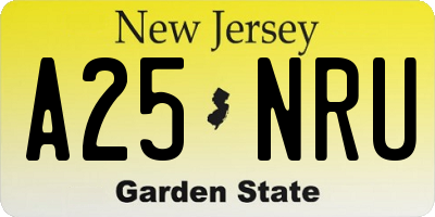 NJ license plate A25NRU