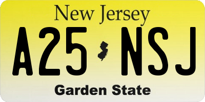 NJ license plate A25NSJ