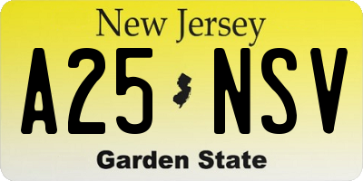 NJ license plate A25NSV
