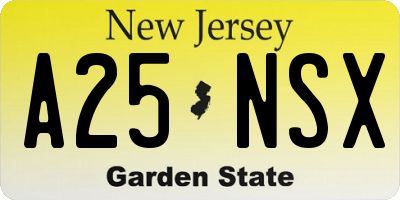NJ license plate A25NSX