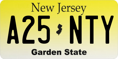 NJ license plate A25NTY