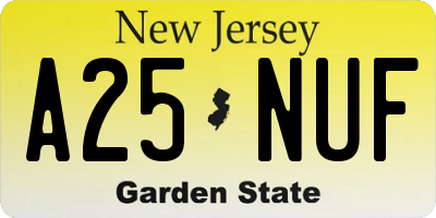 NJ license plate A25NUF