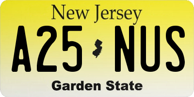 NJ license plate A25NUS