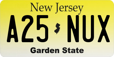NJ license plate A25NUX