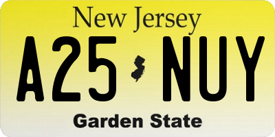 NJ license plate A25NUY