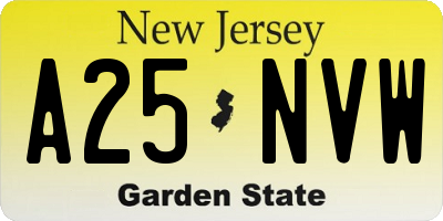 NJ license plate A25NVW