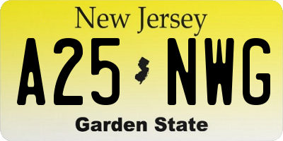 NJ license plate A25NWG