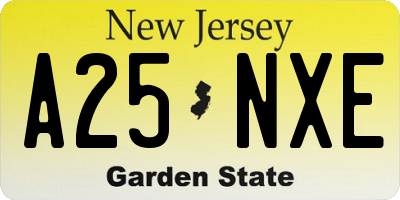 NJ license plate A25NXE