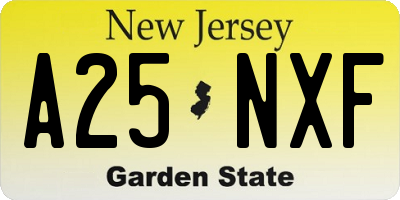 NJ license plate A25NXF