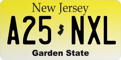 NJ license plate A25NXL