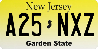 NJ license plate A25NXZ