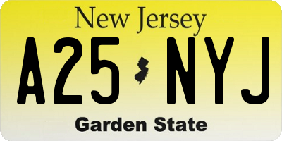 NJ license plate A25NYJ