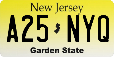 NJ license plate A25NYQ