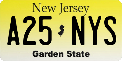 NJ license plate A25NYS