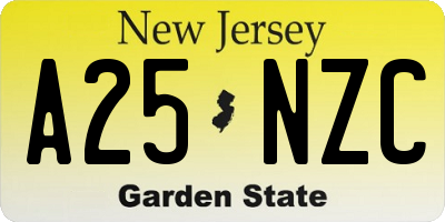NJ license plate A25NZC