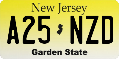 NJ license plate A25NZD
