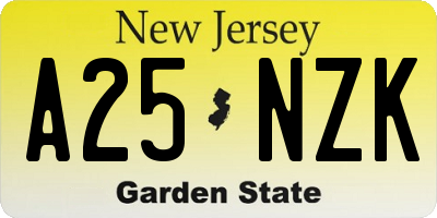 NJ license plate A25NZK