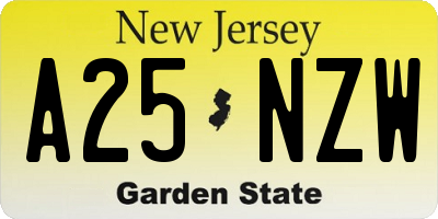 NJ license plate A25NZW