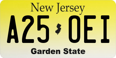 NJ license plate A25OEI