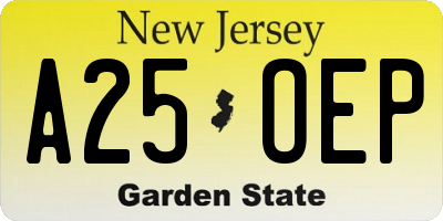 NJ license plate A25OEP