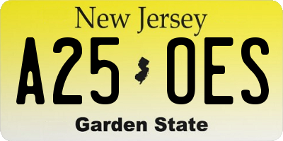 NJ license plate A25OES