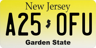 NJ license plate A25OFU