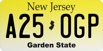 NJ license plate A25OGP