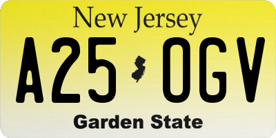 NJ license plate A25OGV