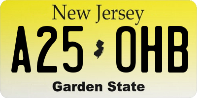NJ license plate A25OHB