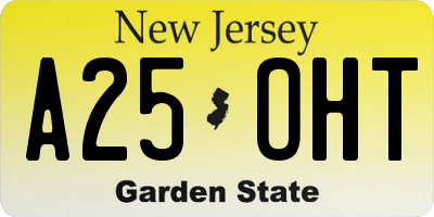 NJ license plate A25OHT