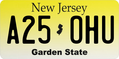 NJ license plate A25OHU