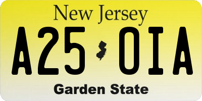 NJ license plate A25OIA