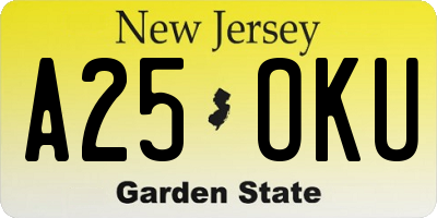NJ license plate A25OKU