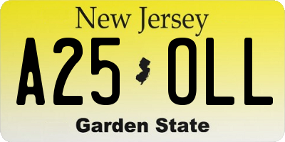 NJ license plate A25OLL