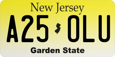 NJ license plate A25OLU