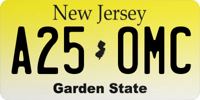 NJ license plate A25OMC