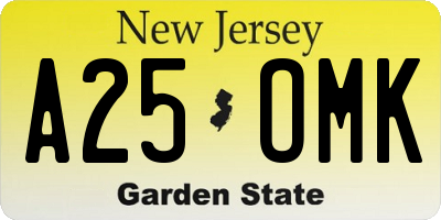 NJ license plate A25OMK