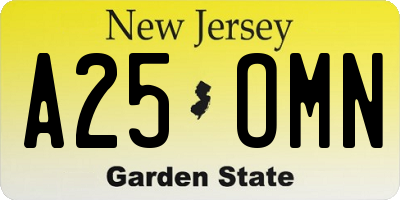 NJ license plate A25OMN