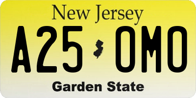 NJ license plate A25OMO