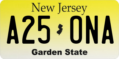 NJ license plate A25ONA