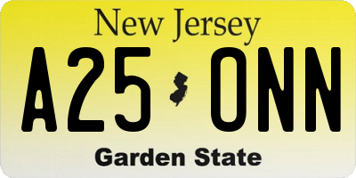 NJ license plate A25ONN
