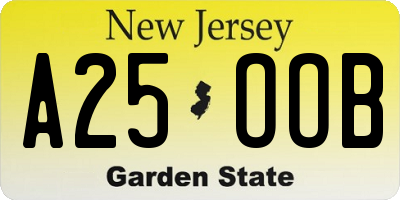 NJ license plate A25OOB