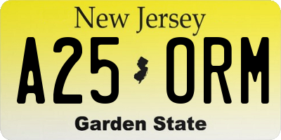 NJ license plate A25ORM