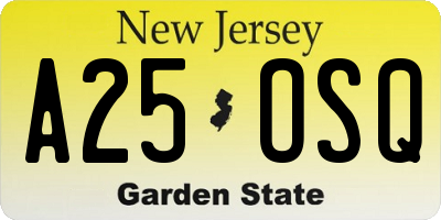 NJ license plate A25OSQ