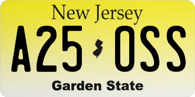 NJ license plate A25OSS
