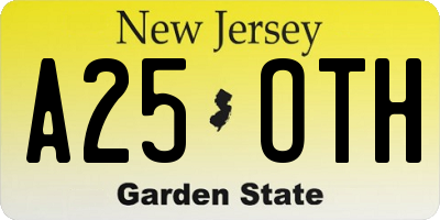 NJ license plate A25OTH